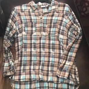 Blue and brown plaid top